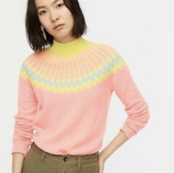 J. Crew Sweaters - J.Crew Neon Fair Isle Cashmere Pullover Sweater